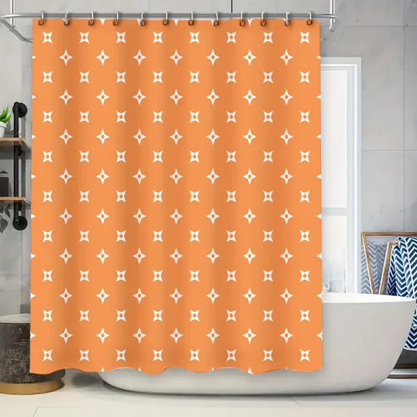 orange star pattern shower curtain