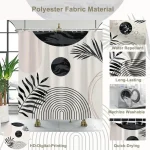 modern shower curtain with black leaves