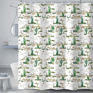 desert cactus landscape shower curtain
