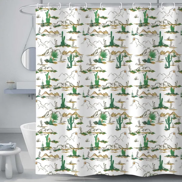 desert cactus landscape shower curtain