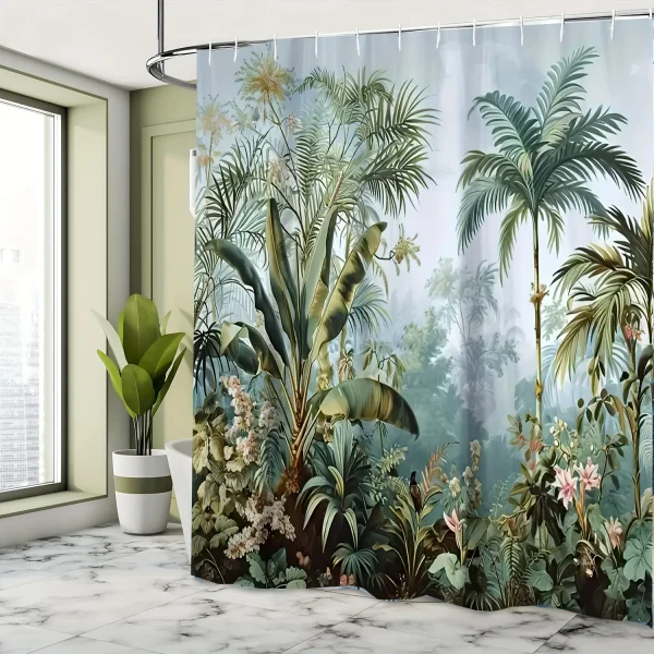 Lush Tropical Jungle Palm Shower Curtain