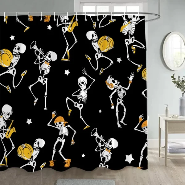 Dancing Skeletons Halloween Shower Curtain