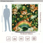 cat under rainbow shower curtain