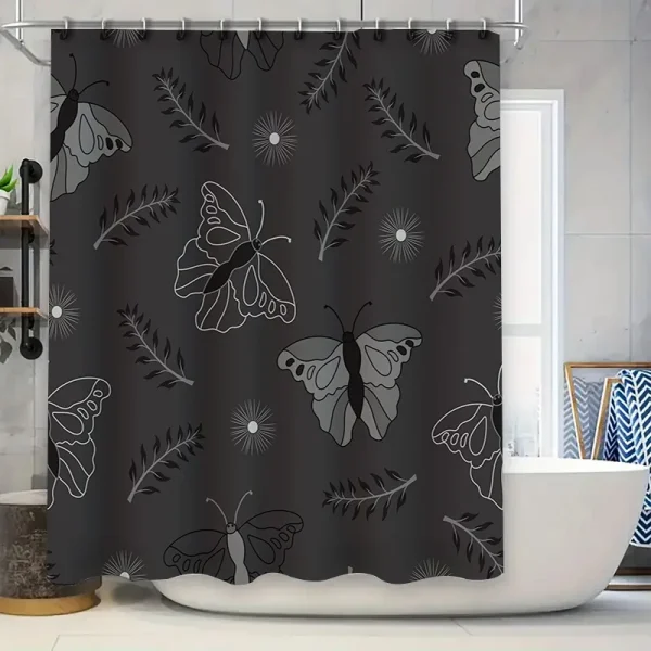 black butterfly shower curtain
