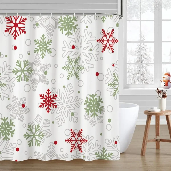 snowflake holiday shower curtain