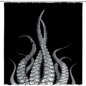 black octopus tentacle shower curtain
