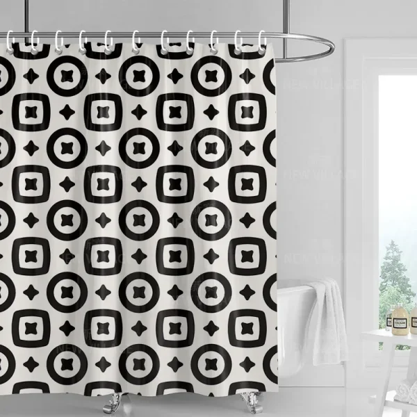 extra long geometric shower curtain