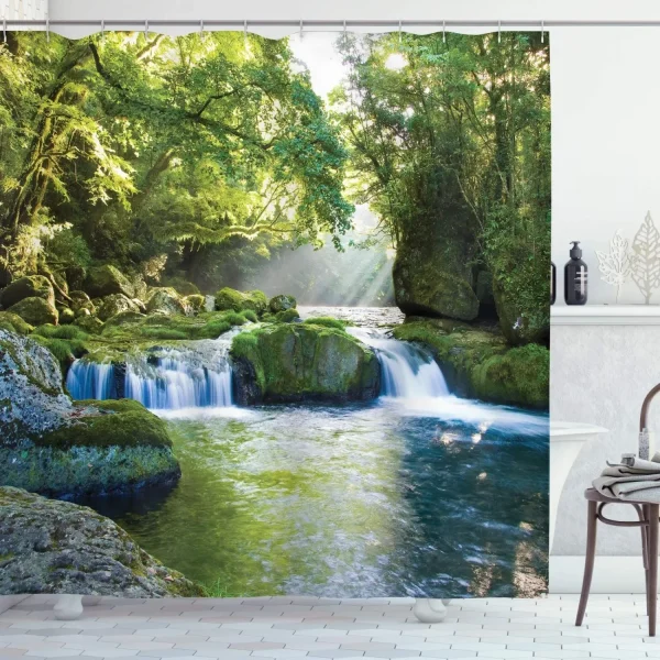 Forest Waterfall Scenic Shower Curtain