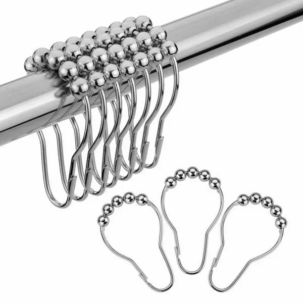 stainless steel shower curtain hooks set