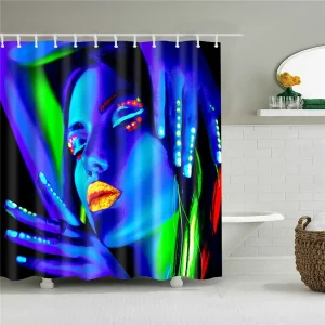 Blue Face Women Life Art shower curtain