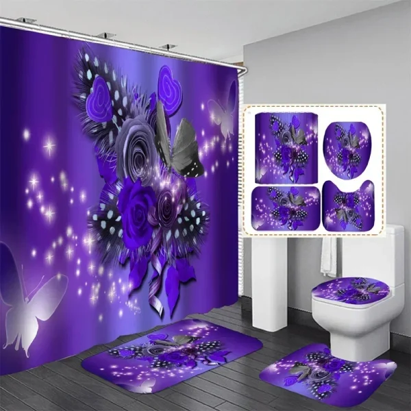 purple butterfly shower curtain