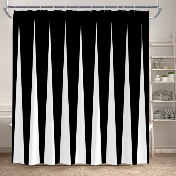 Triangle Black and White Color shower curtain