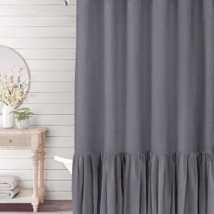 elegant dark gray ruffle shower curtain