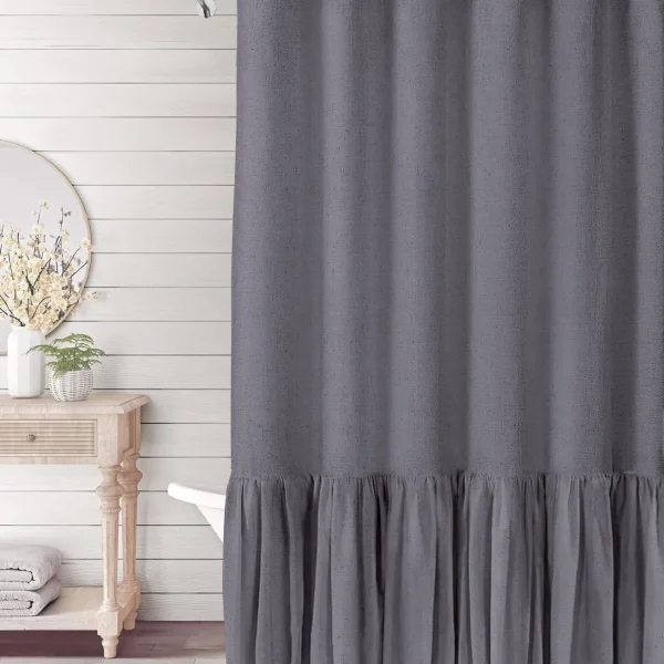 elegant dark gray ruffle shower curtain