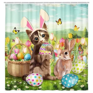 Easter Cat shower curtain