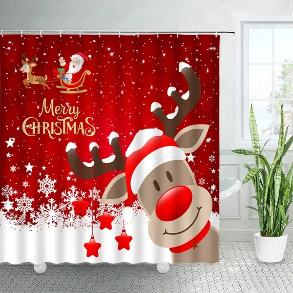cute christmas reindeer curtain