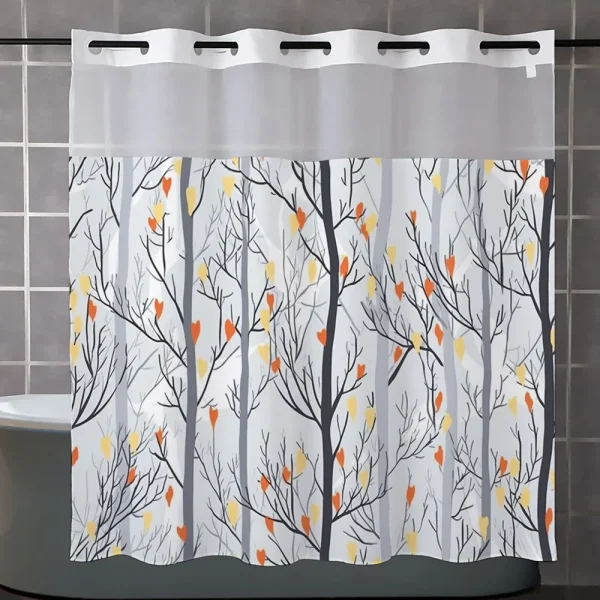 Red White Floral Print Shower Curtain