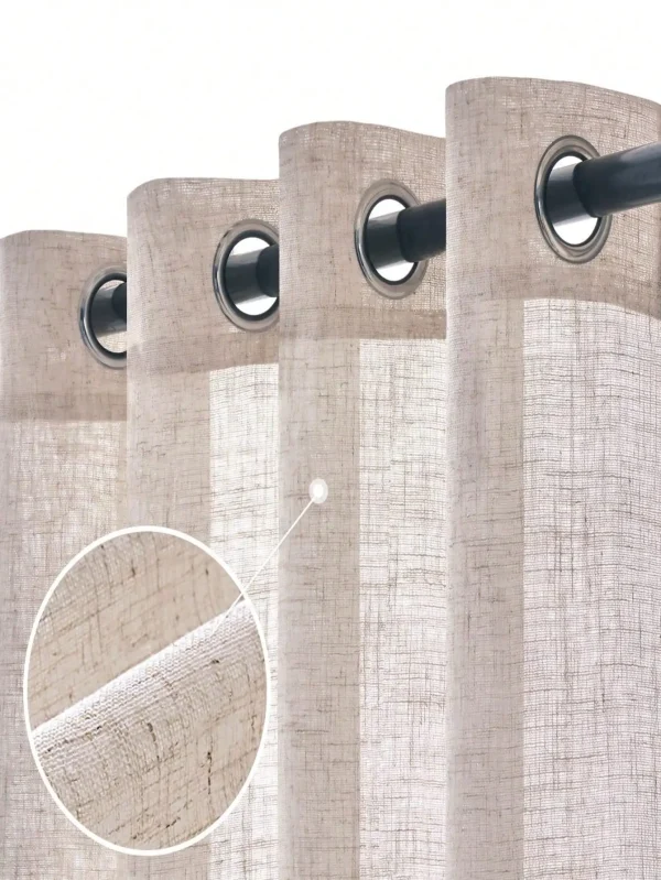 beige linen look shower curtain with grommets