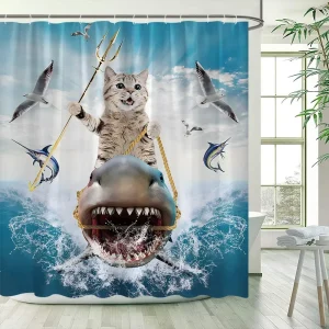 funny cat shower curtain
