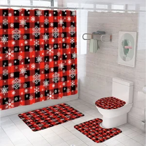 buffalo plaid shower curtain set