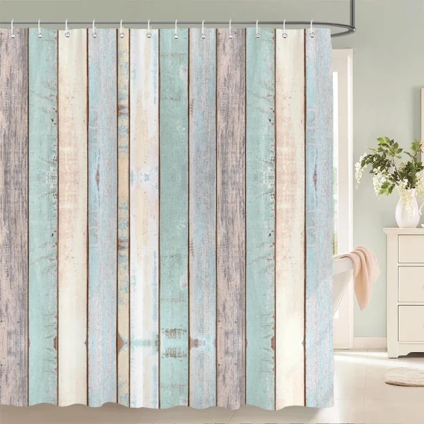 3D Retro Old Blueish Green Wood Pattern