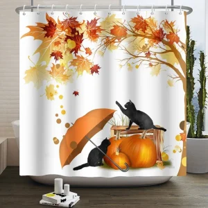 Cats Fall Autumn Maple Leaves Pumpkin