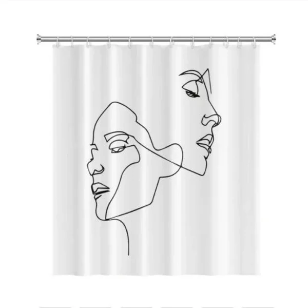 Black & White Boho Woman Drawing Curtain