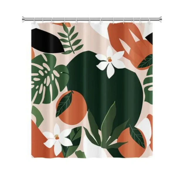 Nordic Boho Green Leaves Abstract Morandi Shower Curtain