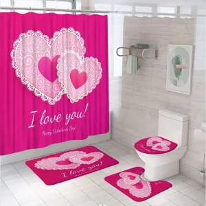 pink lace heart shower curtain