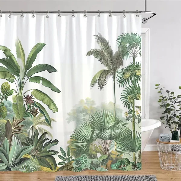 Tropical Palm & Jungle Leaves Shower Curtain