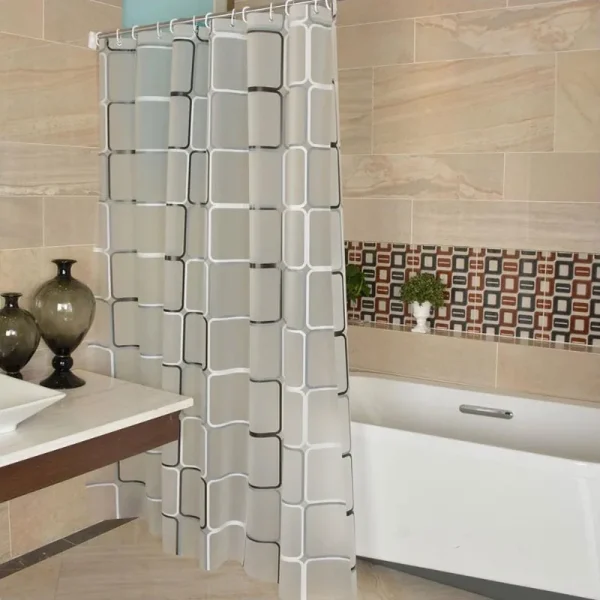 geometric pattern frosted shower curtain