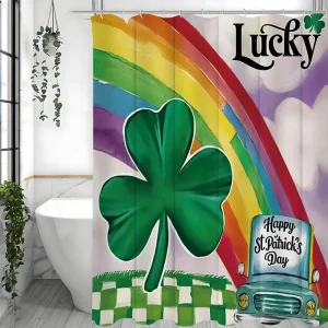 St. Patrick's Day Happy Clover Rainbow Lucky curtain