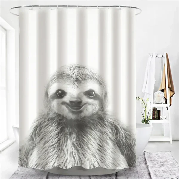 black and white sloth curtain