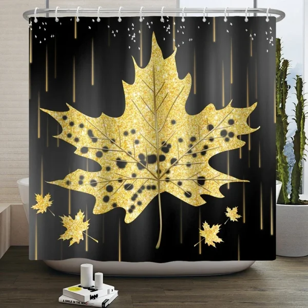 gold maple leaf shower curtain