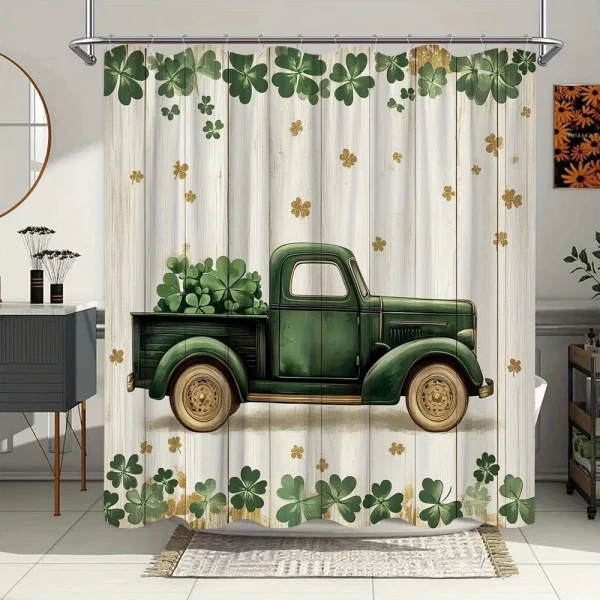 Vintage Truck Shamrock Curtain design