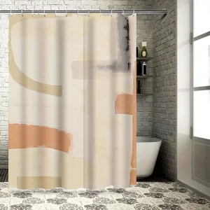 Beige Abstract Geometric Shower Curtain