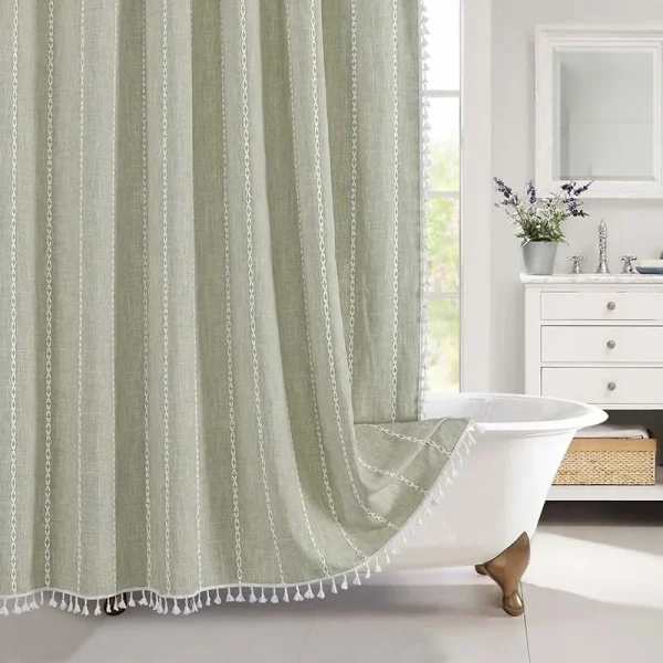 sage green linen waterprooffresh plaid pastoral style curtain