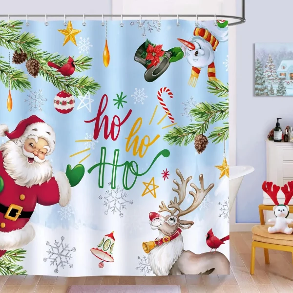 Ho Ho Ho Santa & Reindeer shower curtain