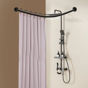 Matte Black Curved Shower Curtain Rod