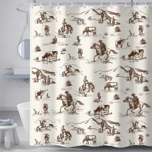 cowboy rodeo sketch shower curtain