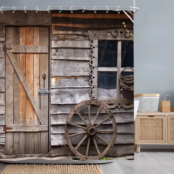 rustic barn cabin shower curtain