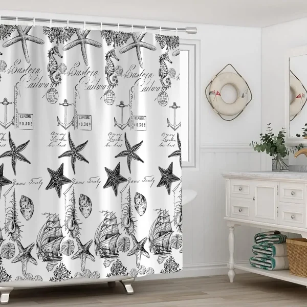 vintage nautical shower curtain