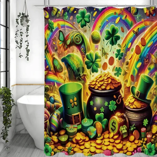 Rainbow Gold Pot Shower Curtain