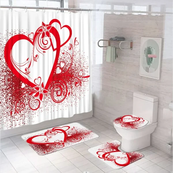 Red Romantic Heart Shower Curtain