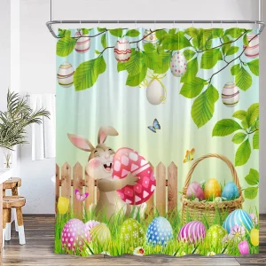 Easter Bunny with colorful eggs curtain