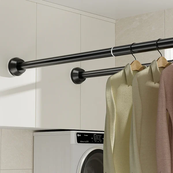 Black Wall-Mount Shower Curtain Rod