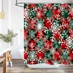 festive plaid snowflake curtain