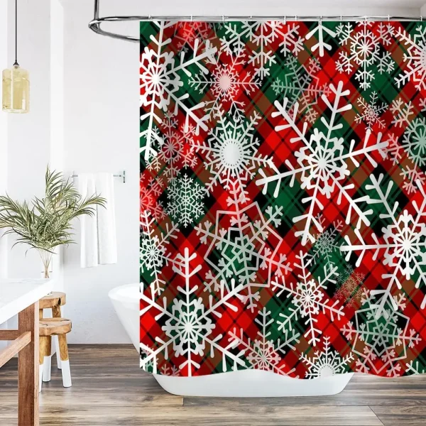 festive plaid snowflake curtain