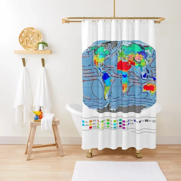 Colorful Climate Zones World Map Shower Curtain