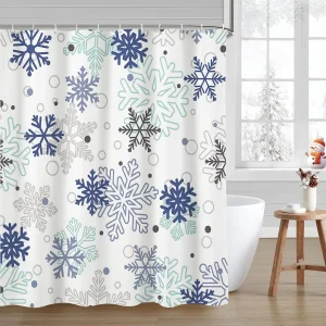 Blue Snowflake Shower Curtain
